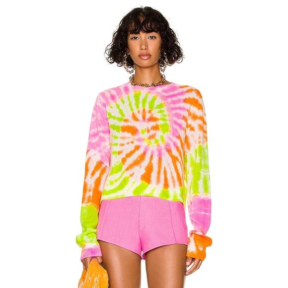NWT The Elder Statesman Cashmere Spiral Tranquility Crew SweaterL